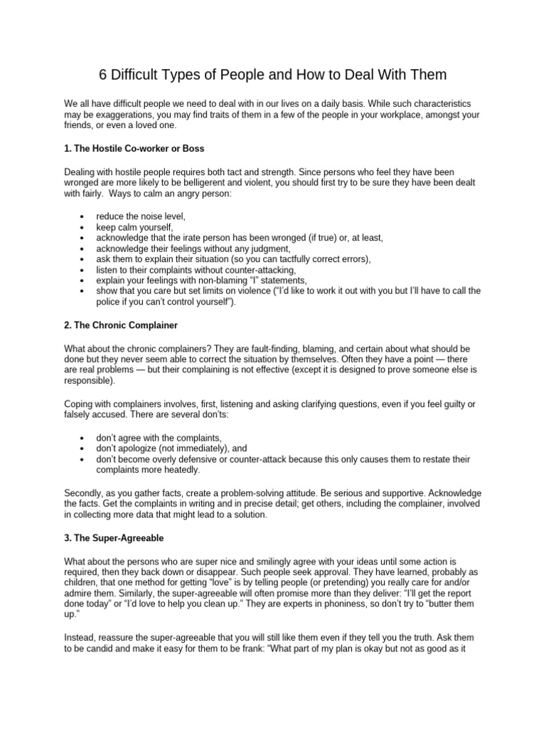 How to Handle 6 Difficult Personalities | PDF