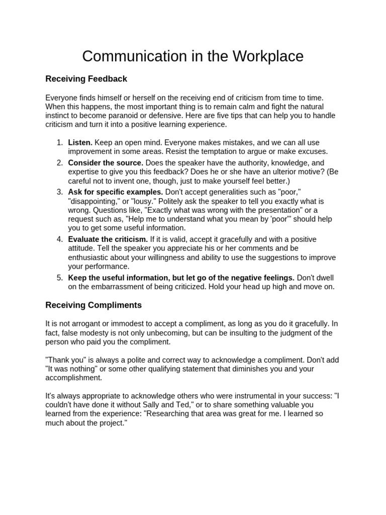 Mastering Workplace Feedback Skills | PDF