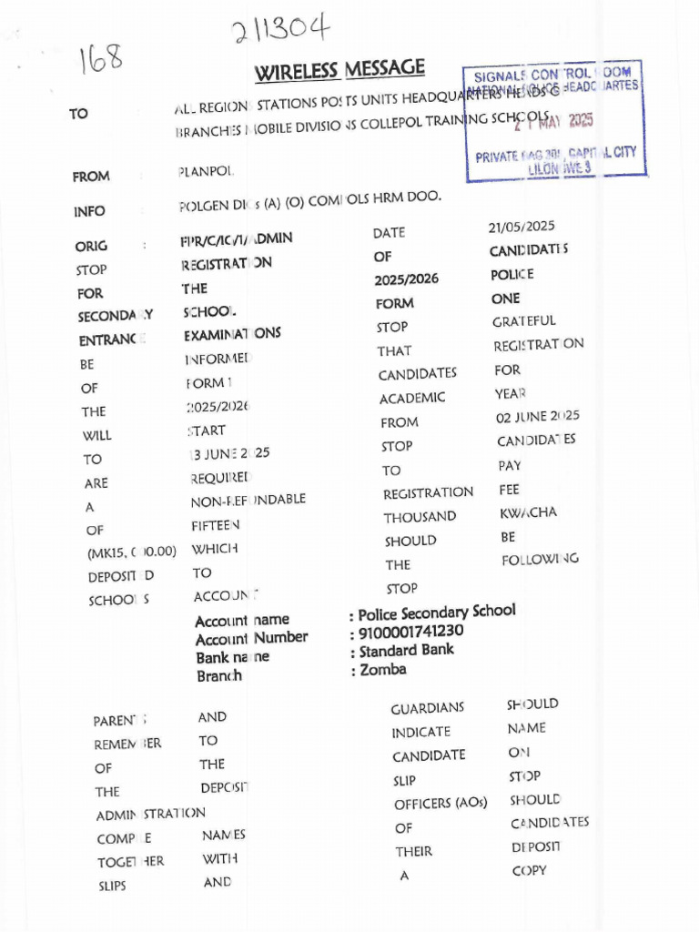Candidate Registration For Police Sec. School. 21 | PDF
