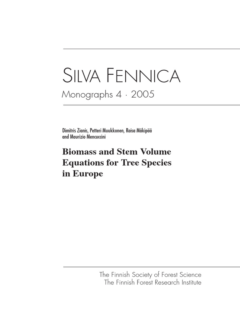 Biomass and Volume Equations for European Trees | PDF | Forests | Equations