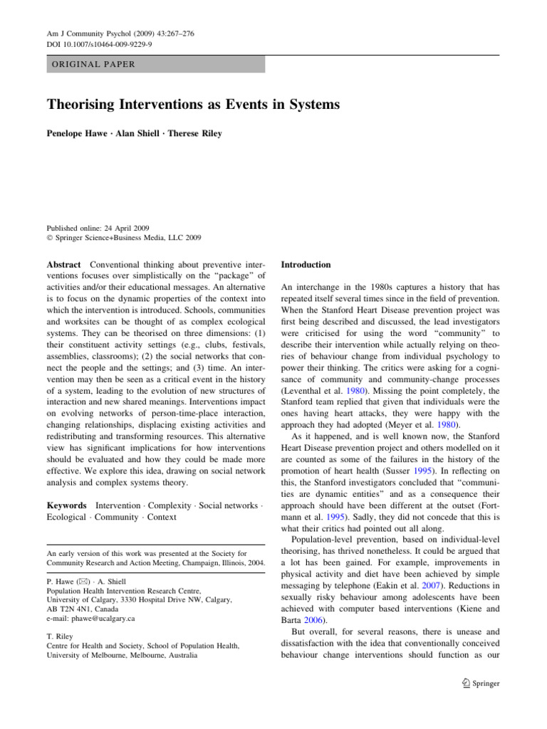 Theorising Interventions As Events in System | PDF | Ecology | Theory