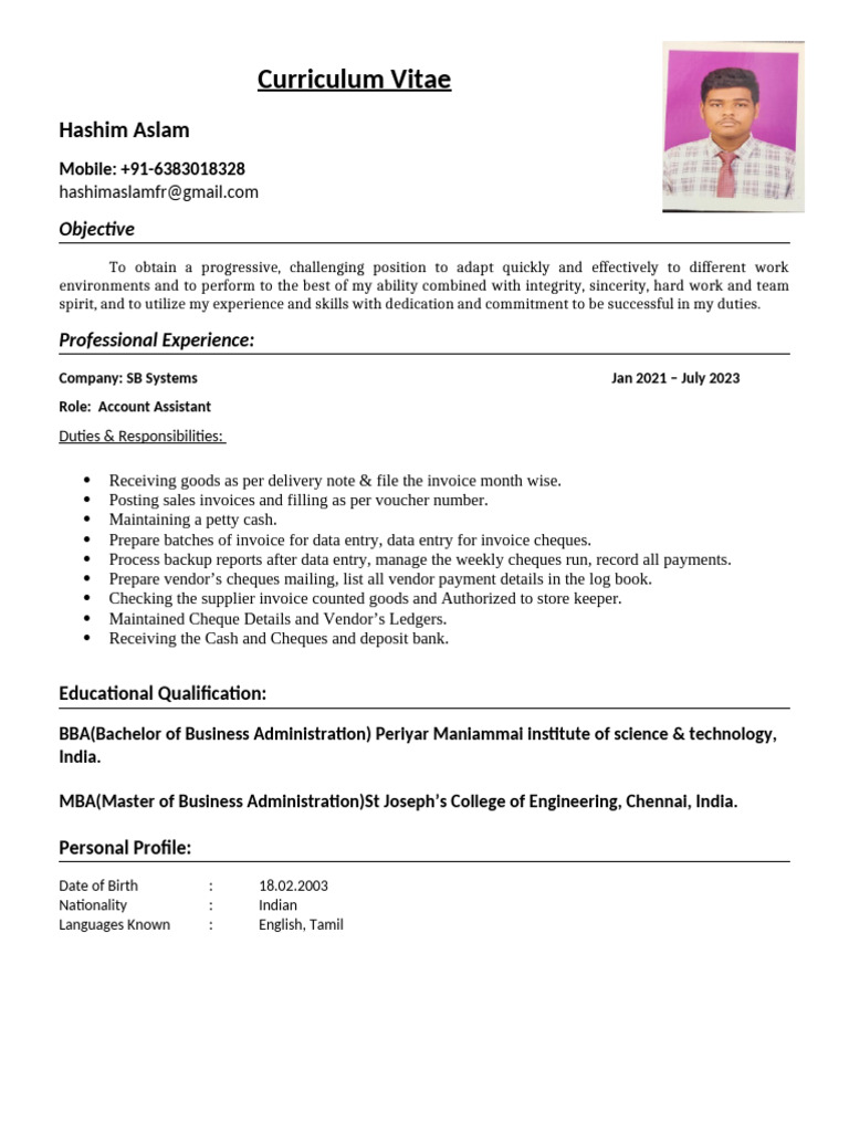 Hasim CV | PDF