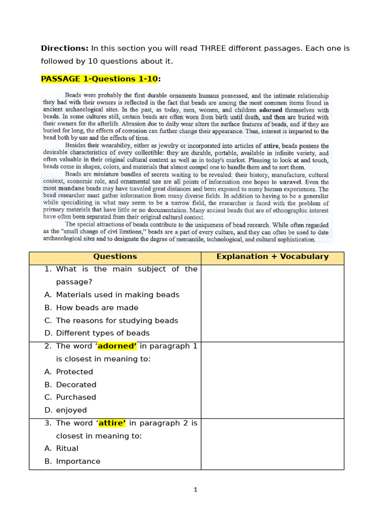 Reading Comprehension Passages and Questions | PDF | Laser