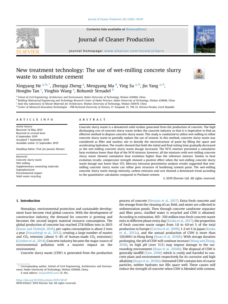 Wet-Milling Concrete Slurry Waste Use | PDF | Concrete | Cement