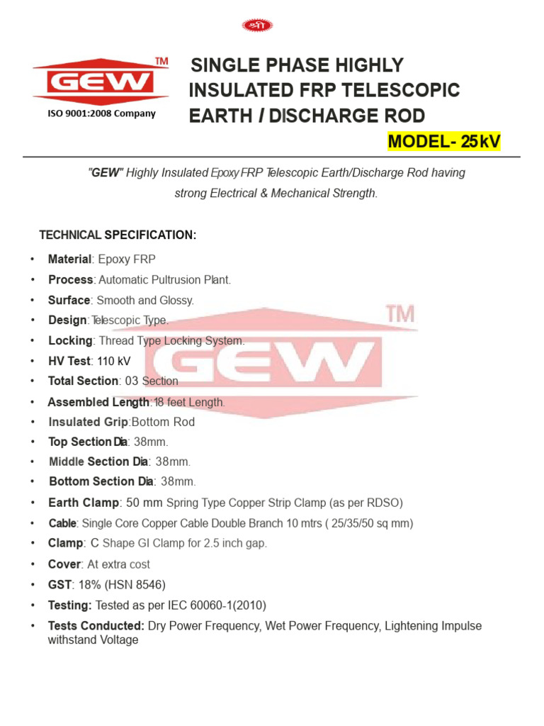 25 kV Telescopic Earth Discharge Rod | PDF