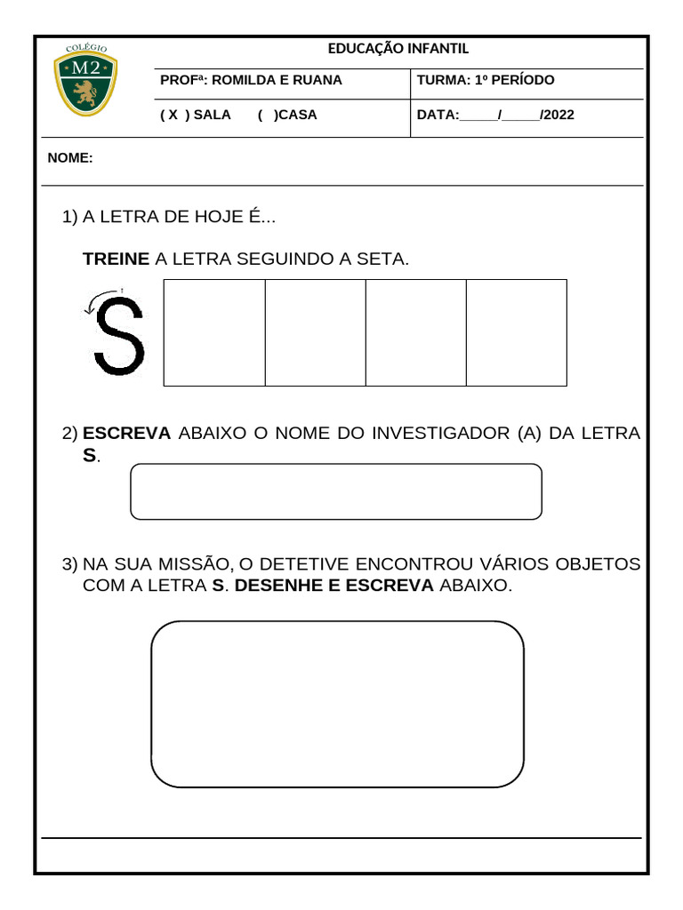 Atividades da Letra S na Educação Infantil | PDF