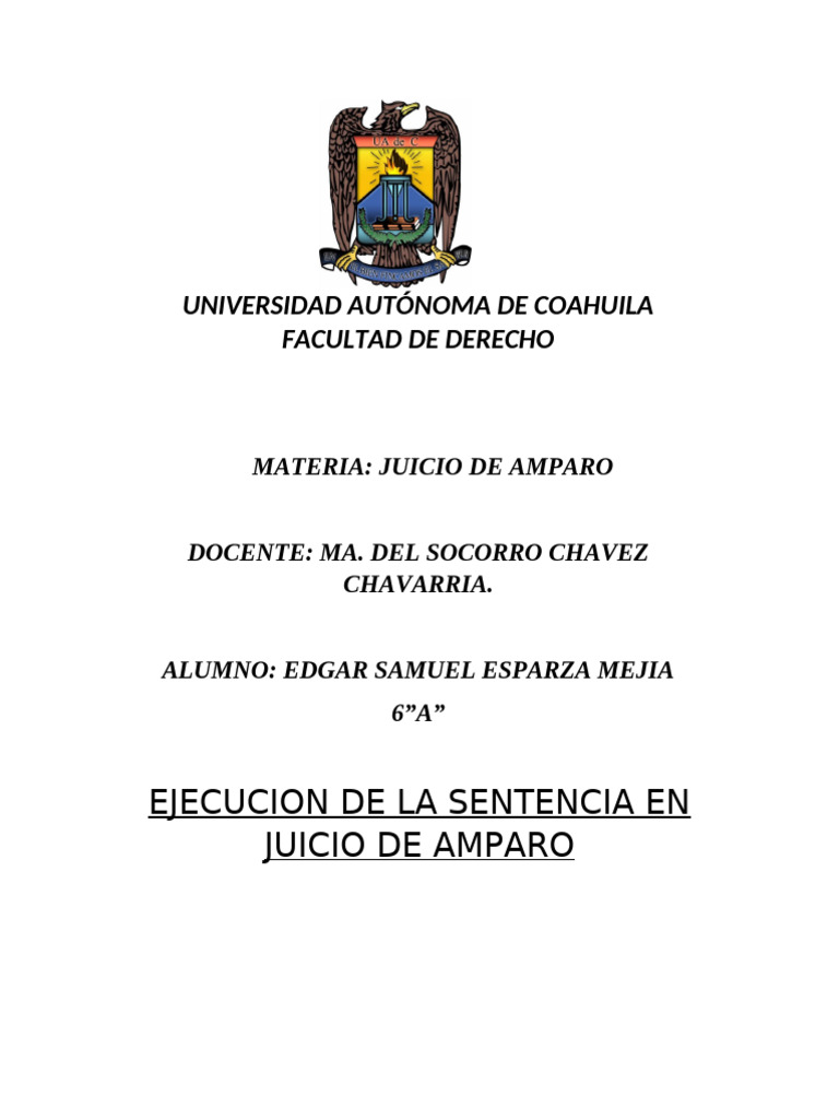 Trabajo Amparo | PDF | Caso de ley | Ley procesal