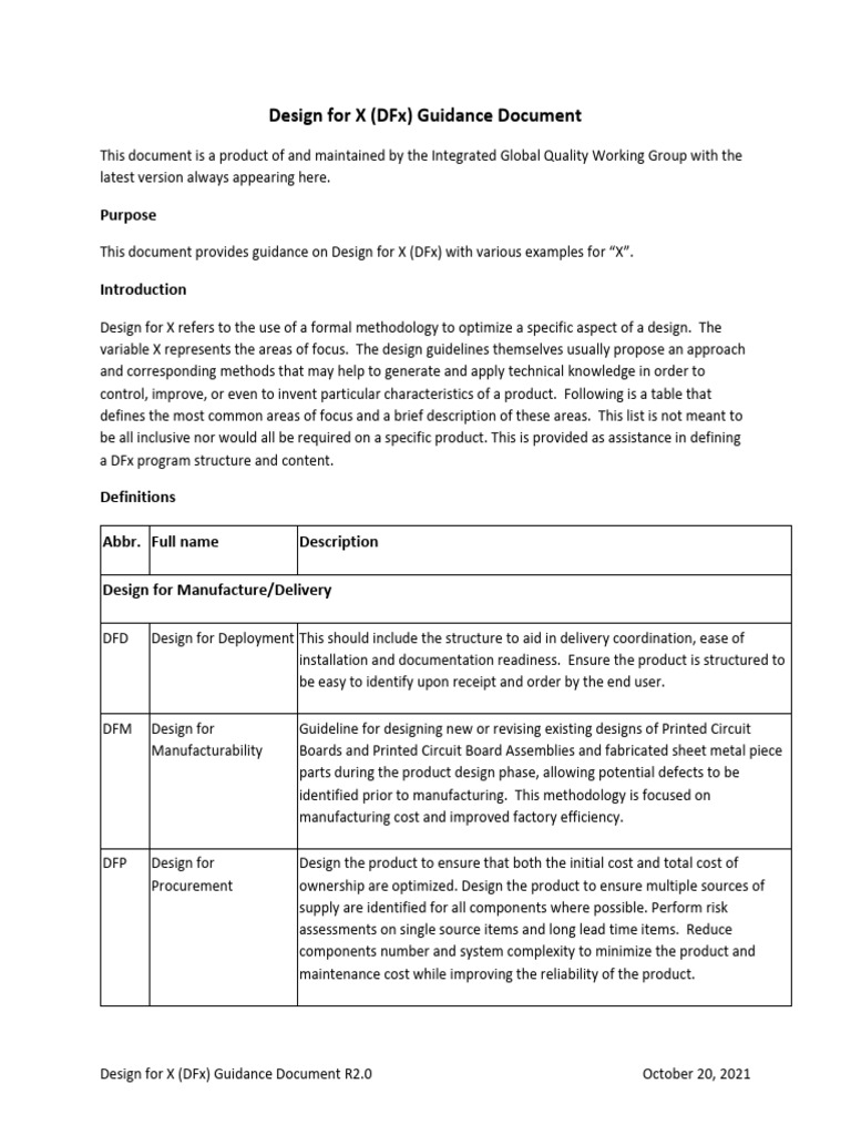 DFx Design Methodology Guidelines | PDF | Reliability Engineering ...