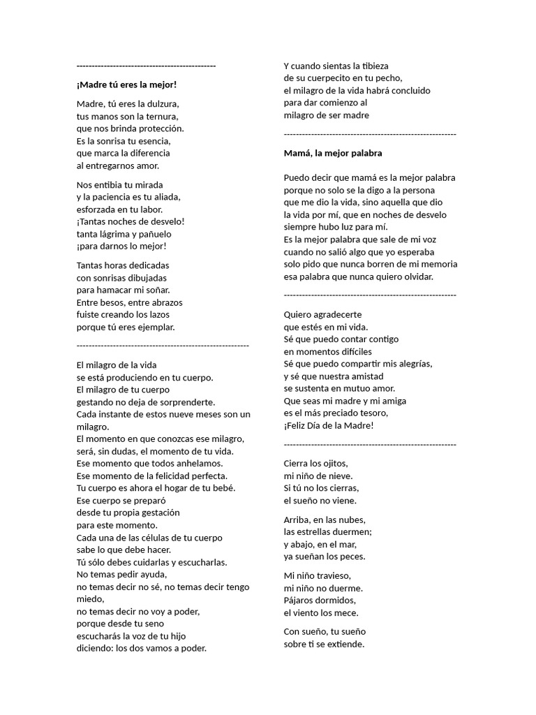 Poemas para el Día de la Madre | PDF | Amor