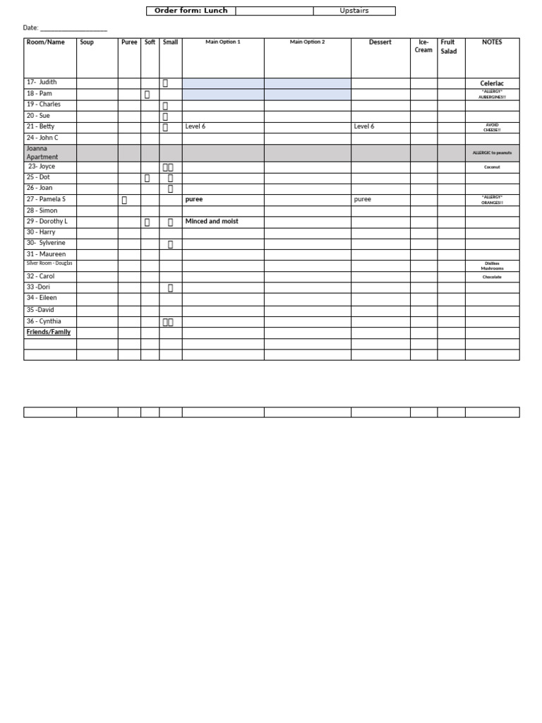 Upstairs - Menu Order Form 03.01.24 | PDF | Western Cuisine | Cooking