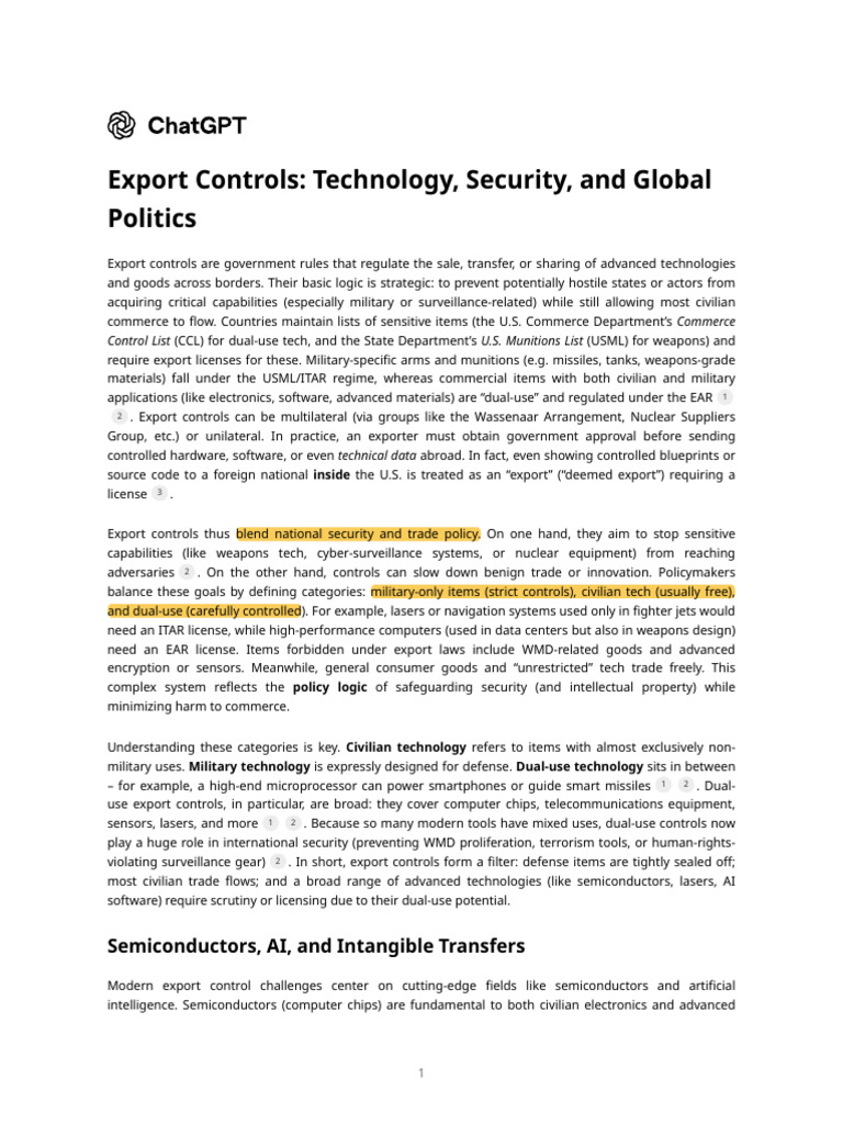 Export Controls on Military Technology | PDF | Artificial Intelligence ...