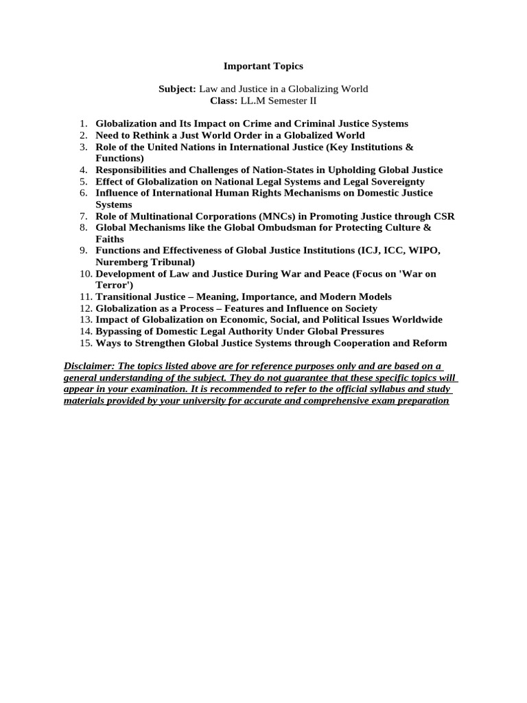Imp Topics Law & Justice | PDF