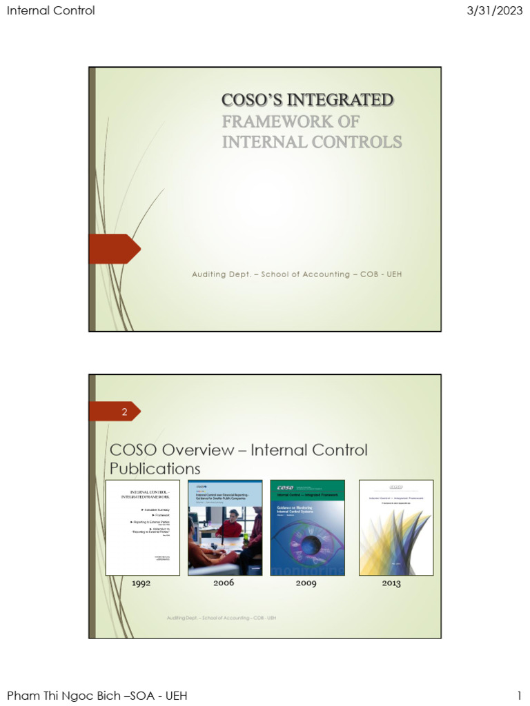 COSO Internal Control Framework Overview | PDF | Internal Control | Risk