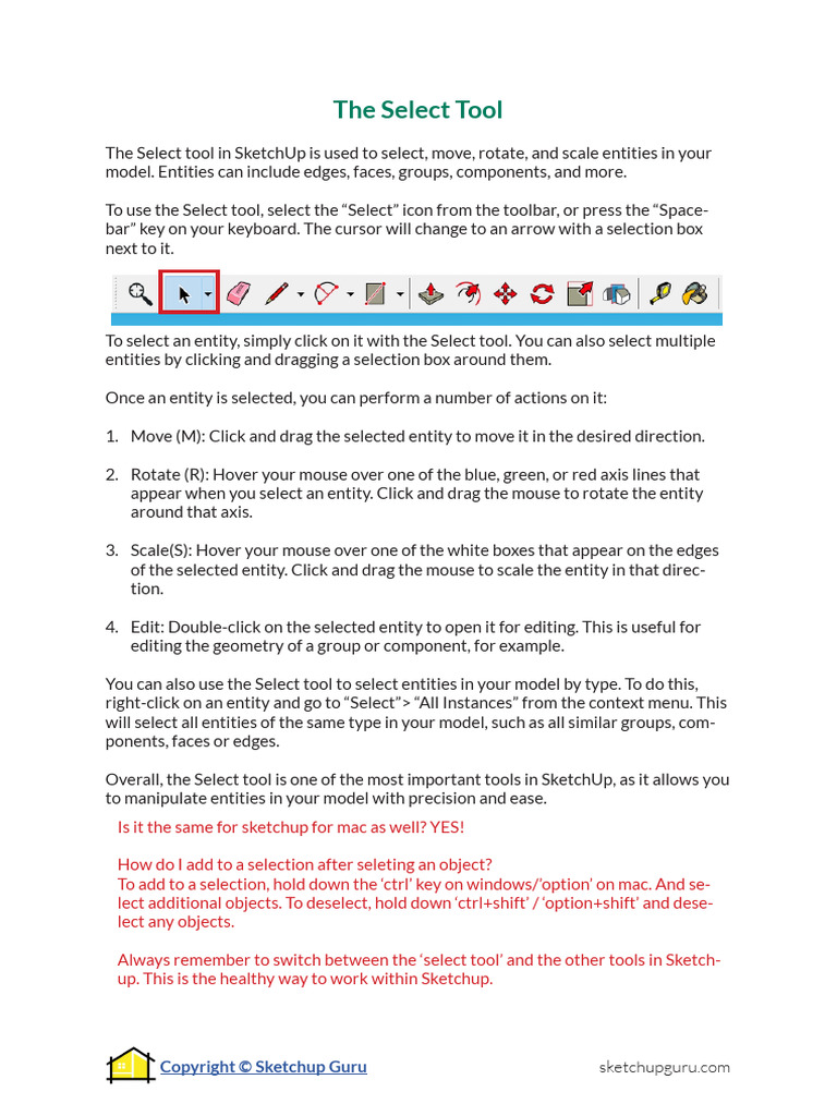 The Select Tool in Sketchup | PDF