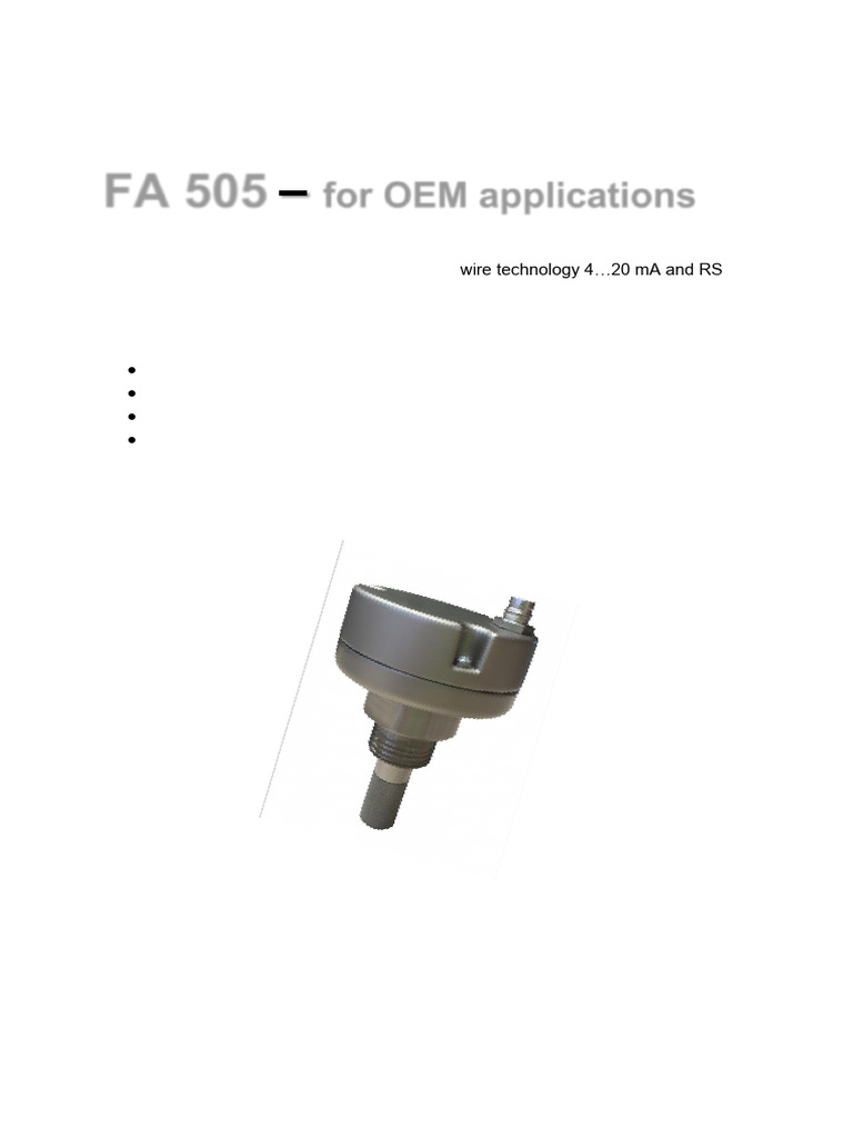 FA 505 Dew Point Sensor Overview | PDF | Calibration | Sensor