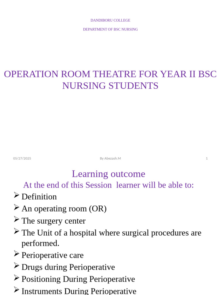 Operating Room Essentials for Nursing Students | PDF | Surgery | Hand ...
