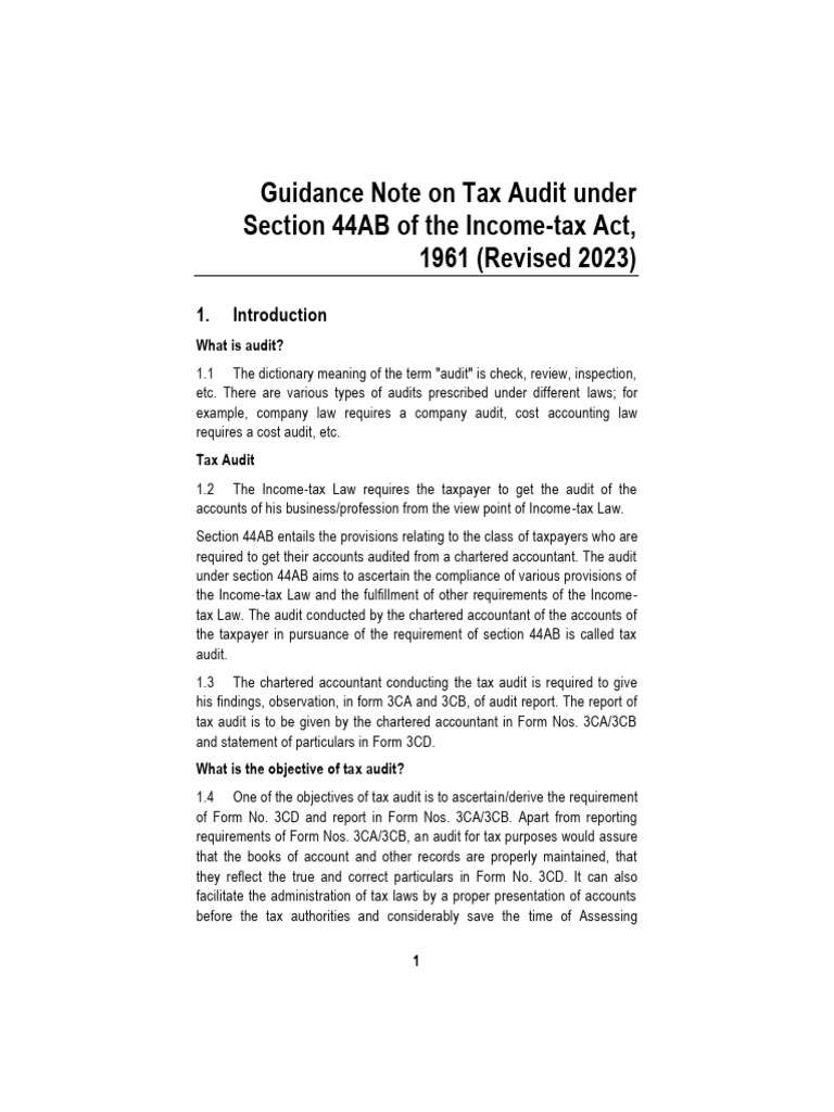 Tax Audit Guidance under Section 44AB | PDF | Audit | Income Tax