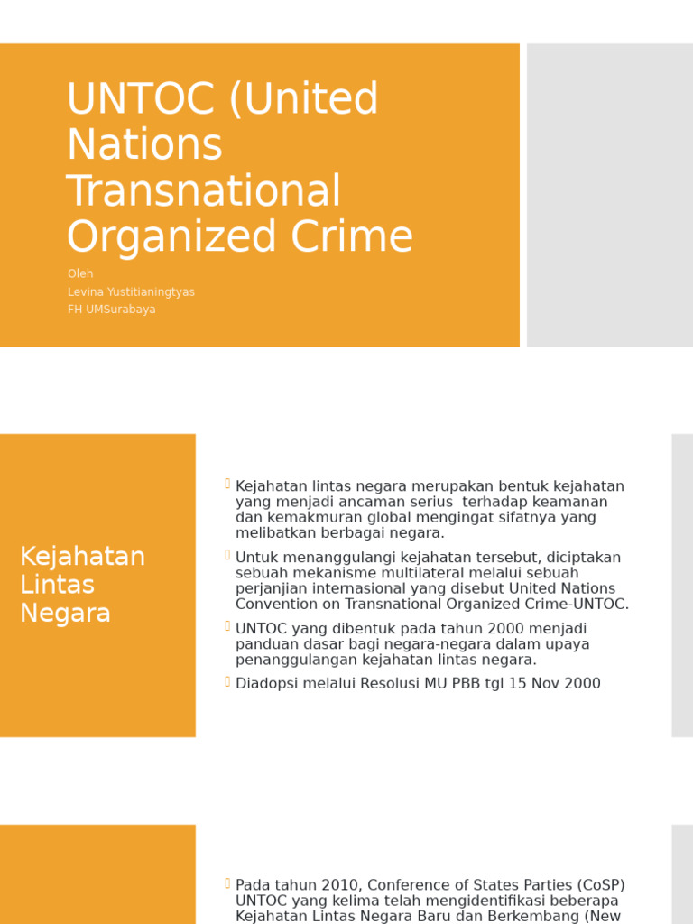 UNTOC: Penanggulangan Kejahatan Lintas Negara | PDF