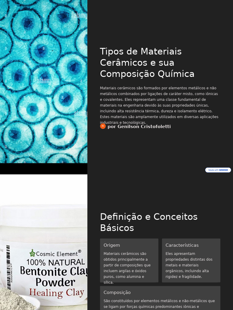 Tipos de Materiais Ceramicos e Sua Composicao Quimica | PDF | Metais ...