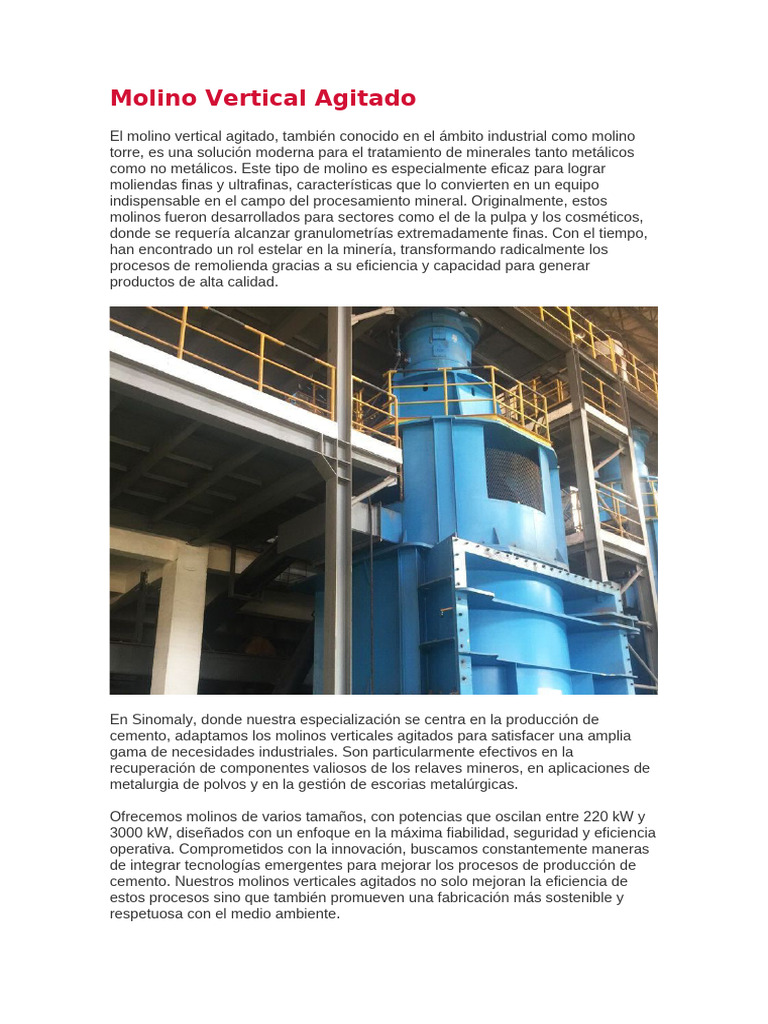 Molino Vertical Agitado | PDF | Metalurgia | Minería