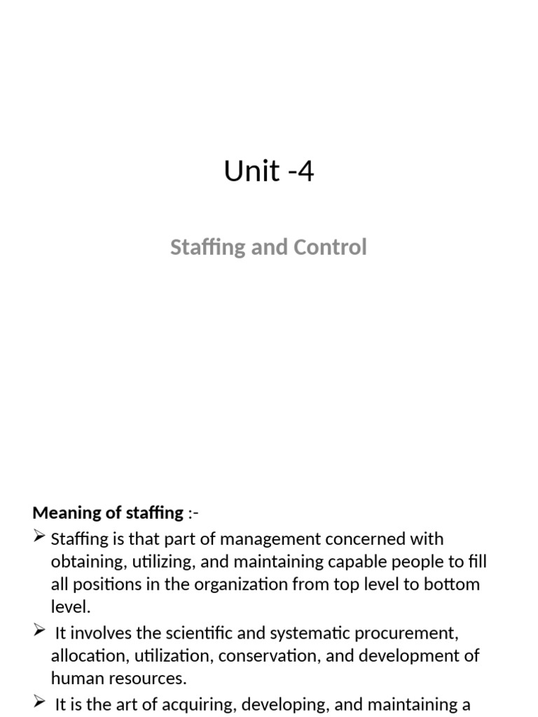 Staffing and Control in Management | PDF | Recruitment | Human Resources