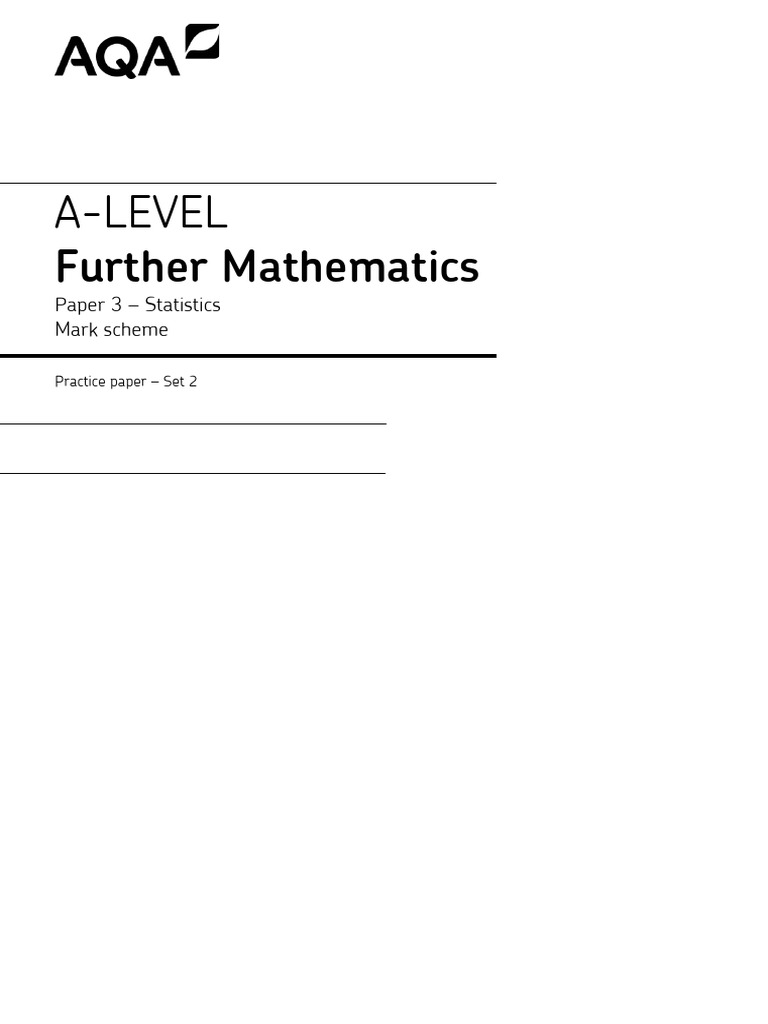 A-Level Further Mathematics Mark Scheme | PDF | Confidence Interval | P ...
