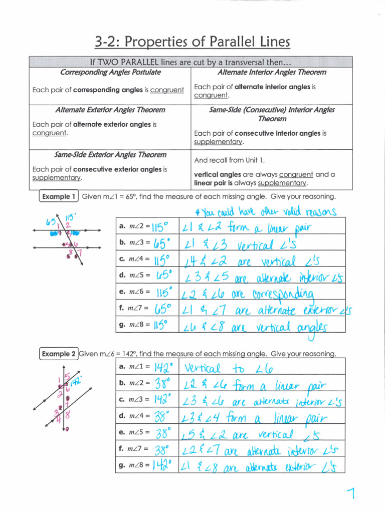 Notes ParallelLines Wtransversals 3 2 KEY | PDF | Physical Quantities ...