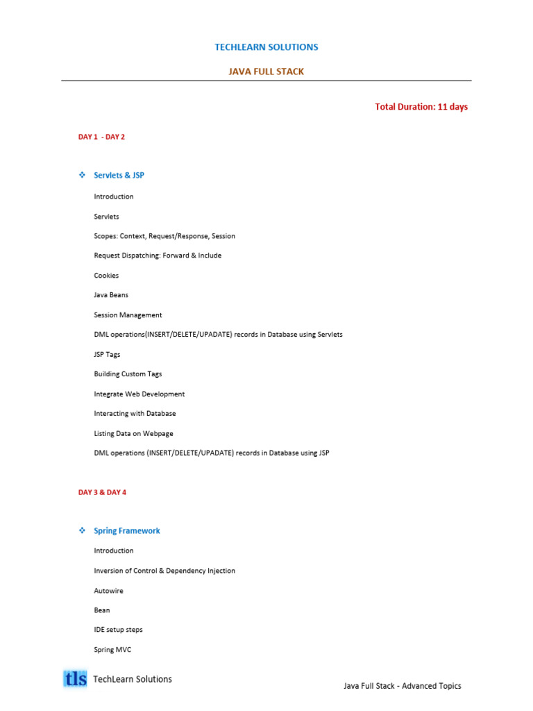 Java Full Stack - Advanced Topics | PDF | Spring Framework | Software ...