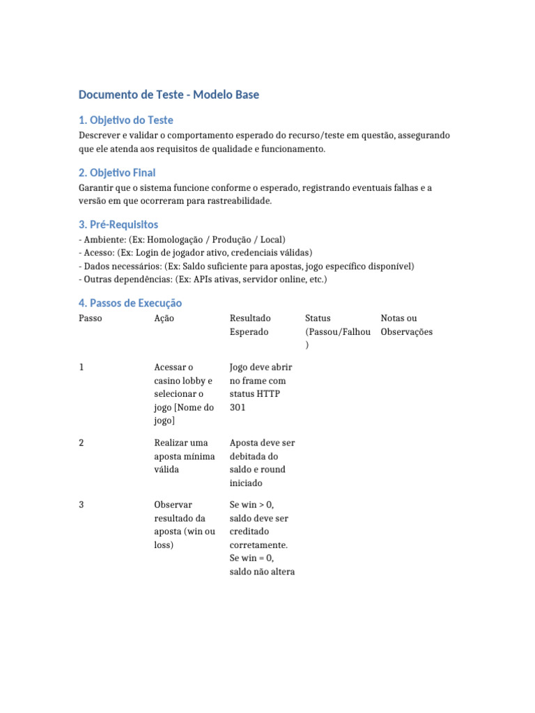 Teste de Funcionalidade de Jogo Online | PDF | Informática