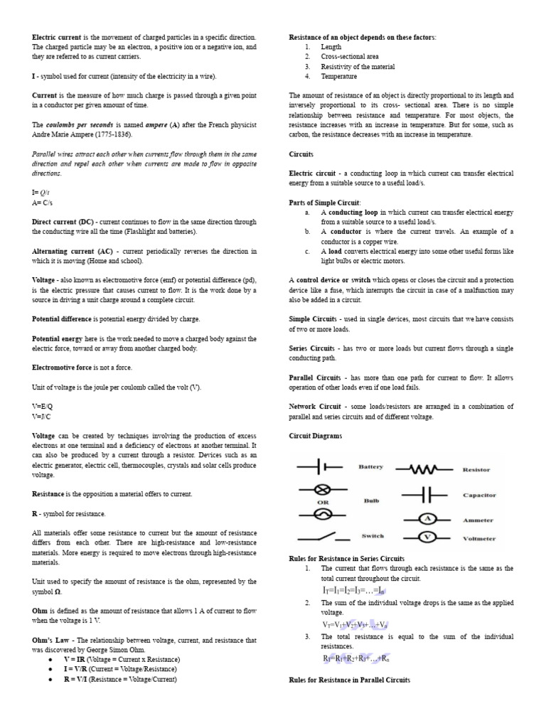 Physics 1 | PDF | Electric Current | Voltage