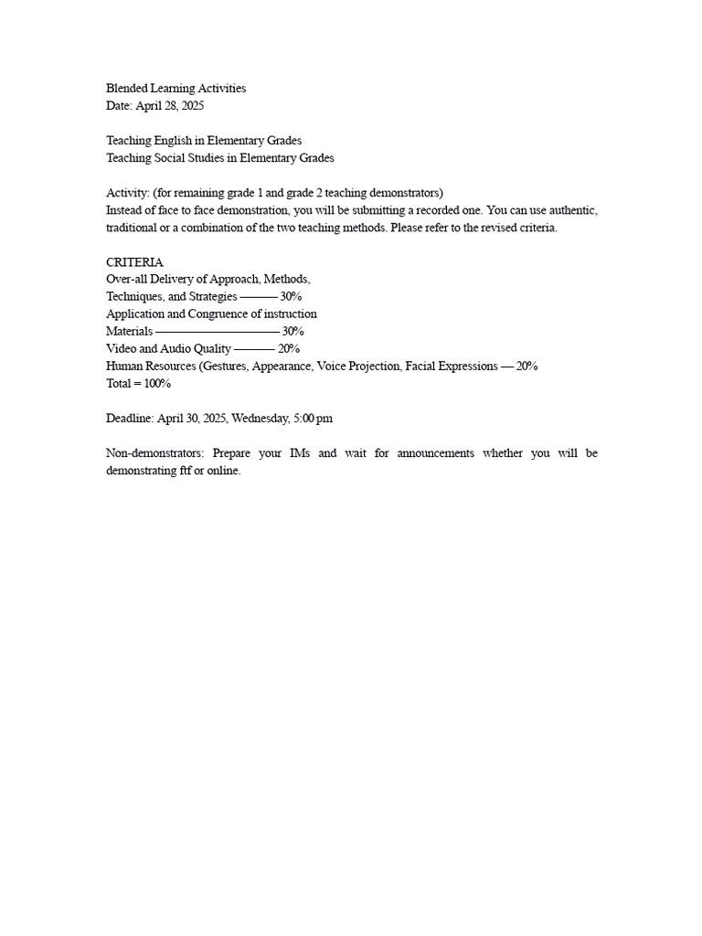 Blended Learning Activity Guidelines | PDF