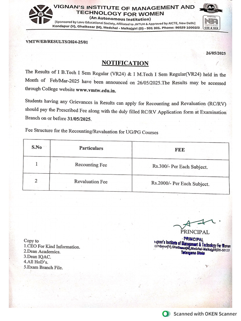 Revaluation Fee Circular | PDF
