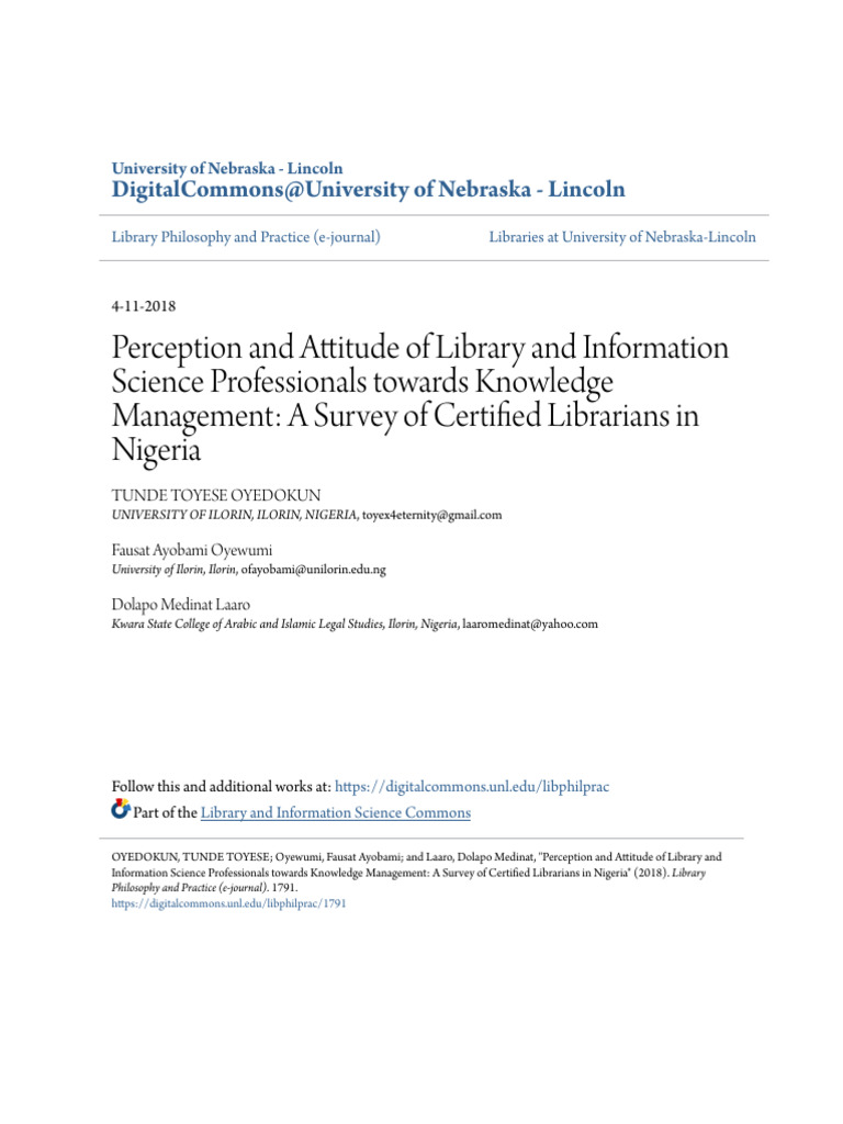 Perception and Attitude of Library and Information Science ...