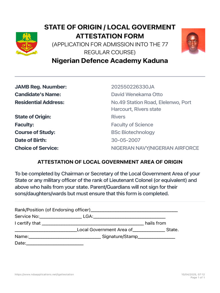 NDA 77 Regular Course Attestation Form | PDF