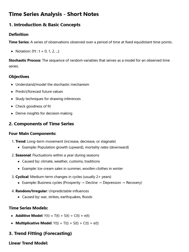 Time Series Analysis Overview and Models | PDF | Stationary Process ...