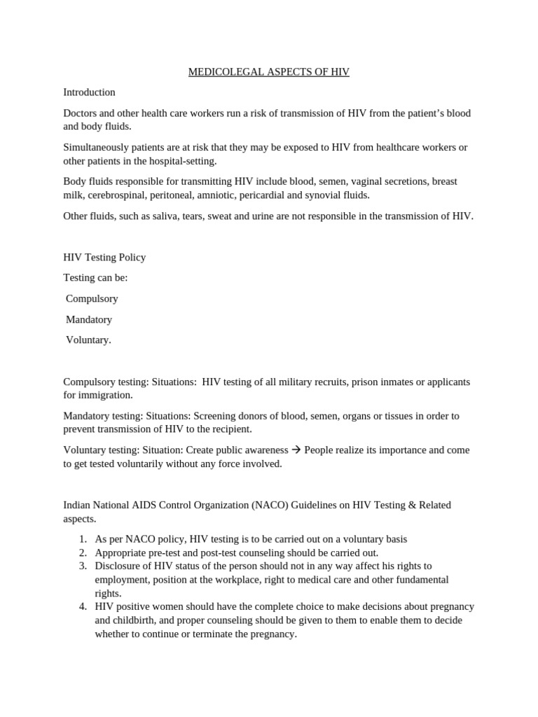 Medico-Legal Guidelines on HIV Care | PDF | Hiv | Diagnosis Of Hiv/Aids