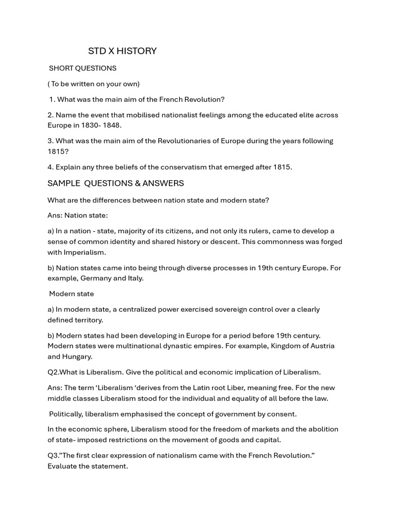 History Work To Be Done in CW | PDF | Kingdom Of Prussia | Liberalism