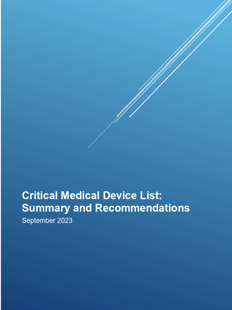 Critical Medical Device List Overview | PDF | Medical Device | Supply Chain