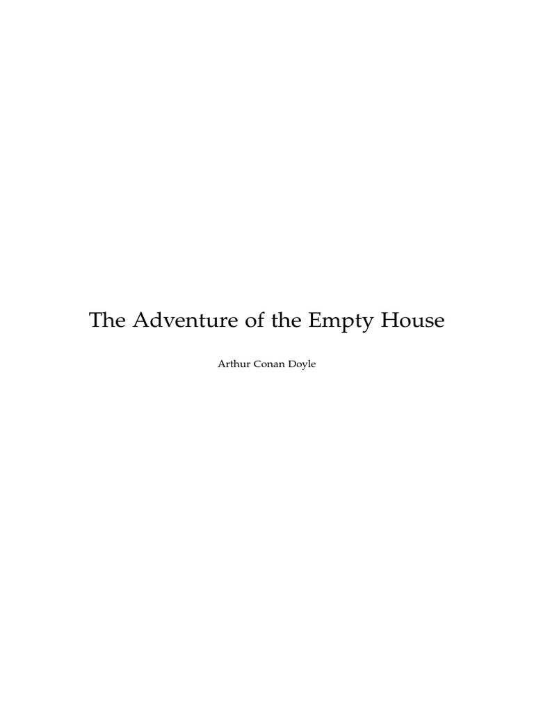 The Adventure of the Empty House | PDF | Minor Sherlock Holmes ...