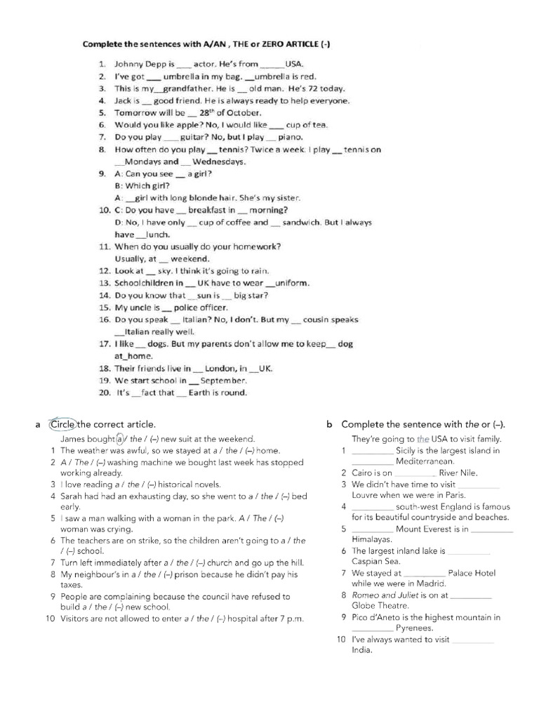 a-an-the-zero-article-grammar-test | PDF