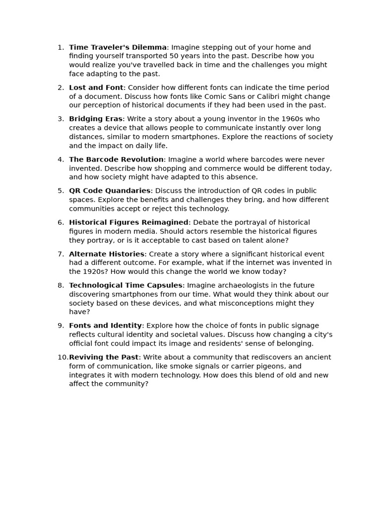 Creative Writing Prompts for WSC | PDF