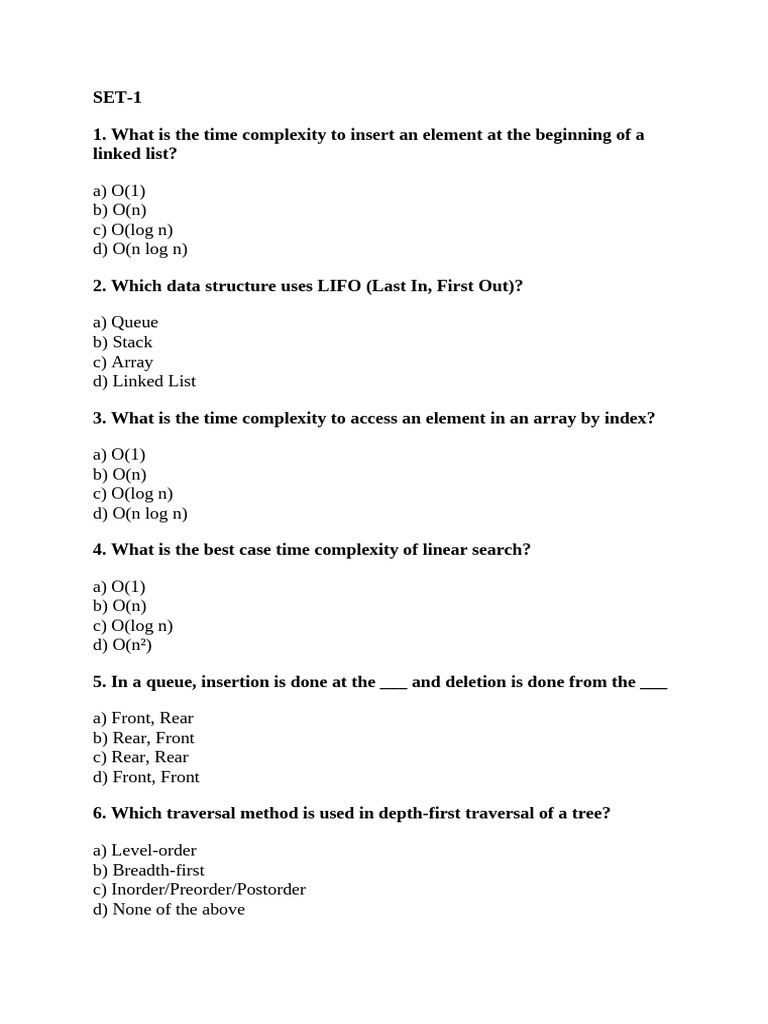 Data Structures MCQ Overview | PDF | Queue (Abstract Data Type ...