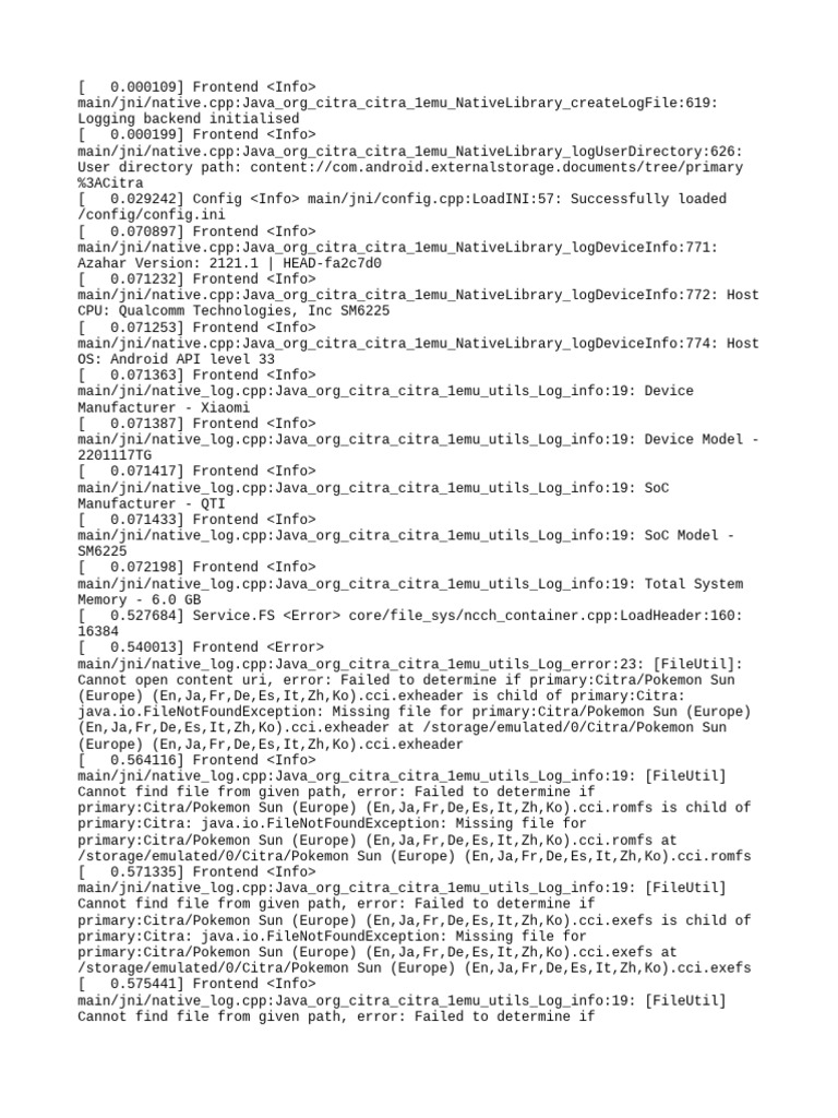 Citra Emulator Log Analysis | PDF | Computing | Computer Engineering