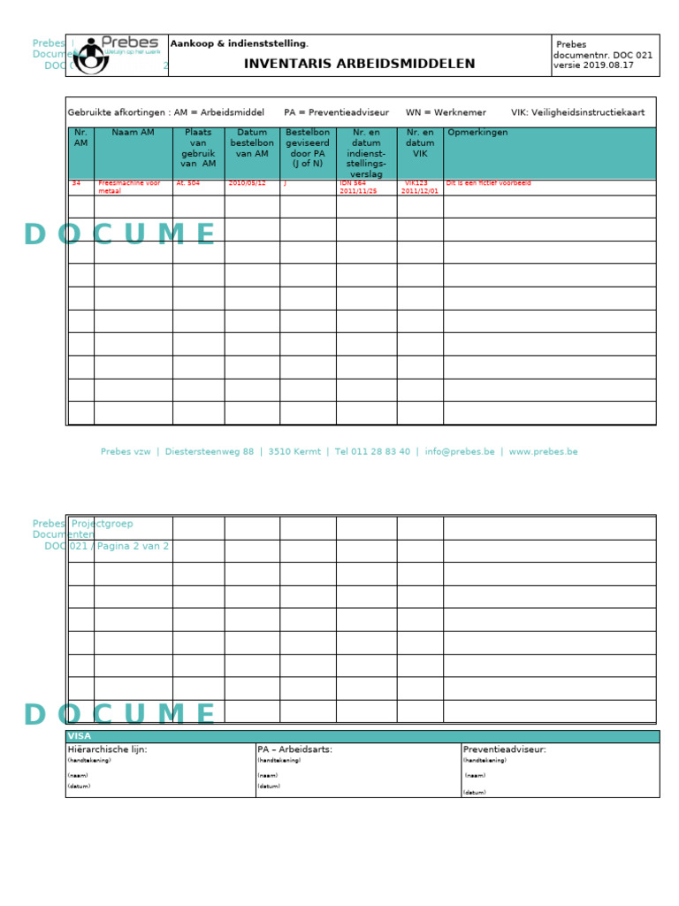 DOC021 AM's-inventaris en Opvolging Van Aankoop en Indienstname | PDF