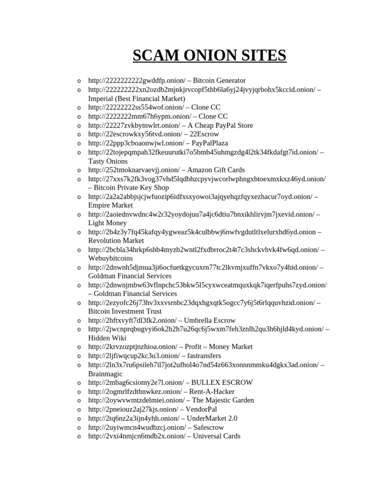 Scam Onion Sites | PDF | Bitcoin | Pay Pal