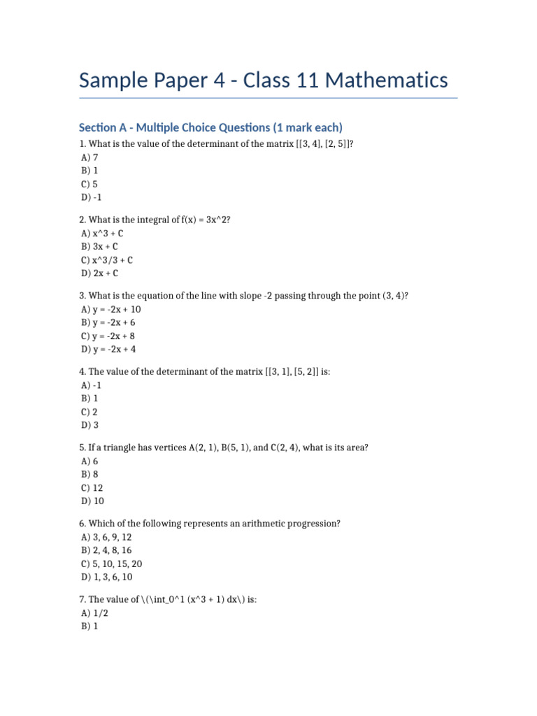 Mathematics_Sample_Paper_4 | PDF