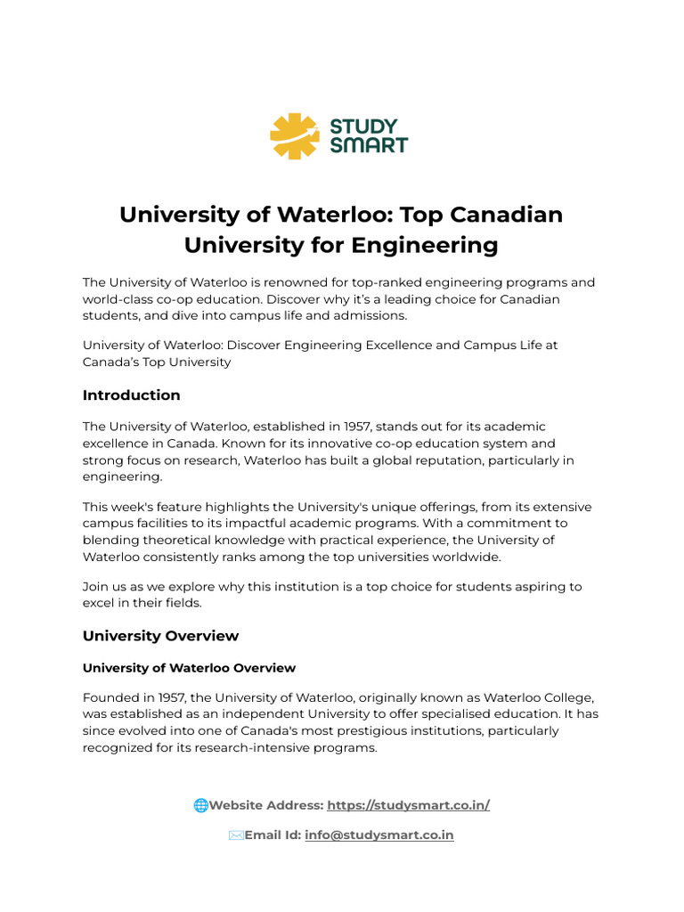University of Waterloo Engineering Programs | PDF | University