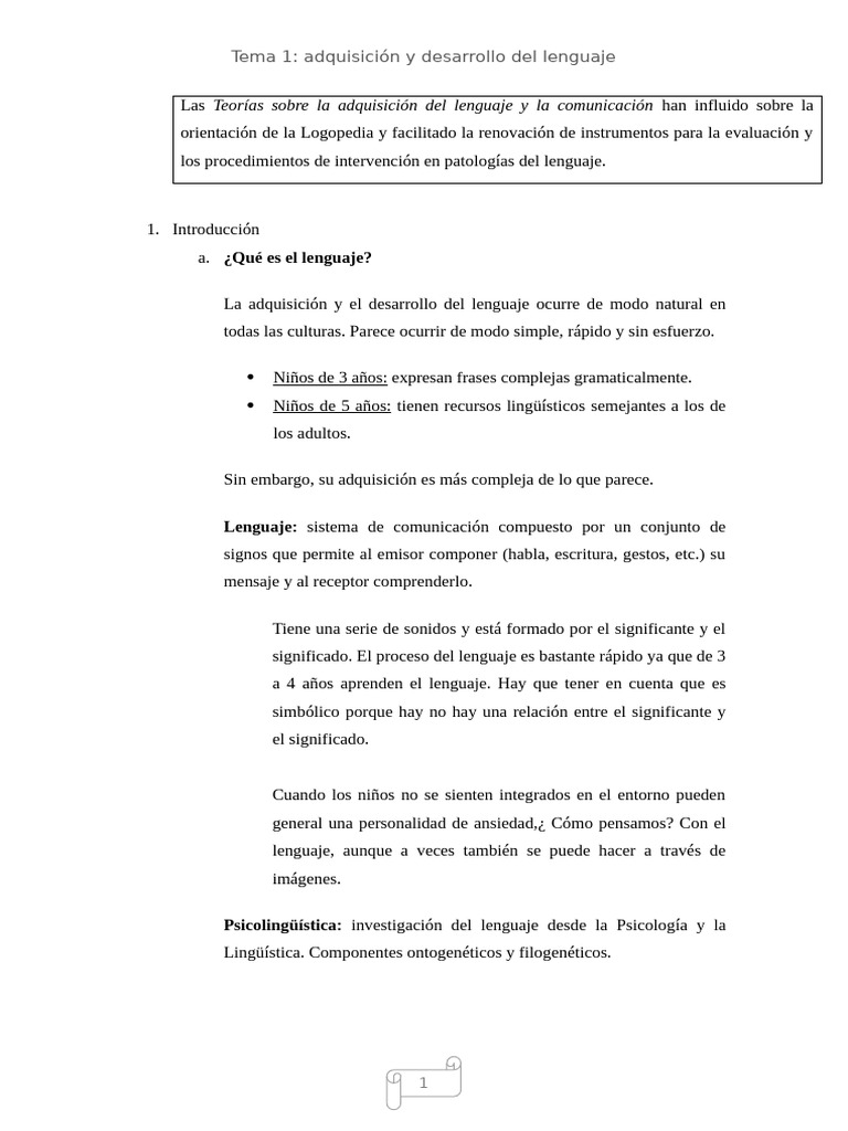 Teorías sobre la Adquisición del Lenguaje | PDF | Aquisición de idioma ...