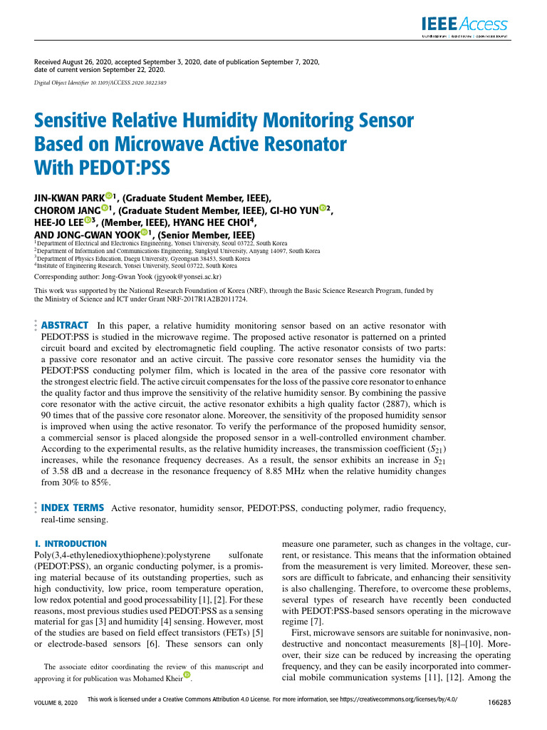 Sensitive Relative Humidity Monitoring Sensor Based On b47jwfd888 | PDF ...