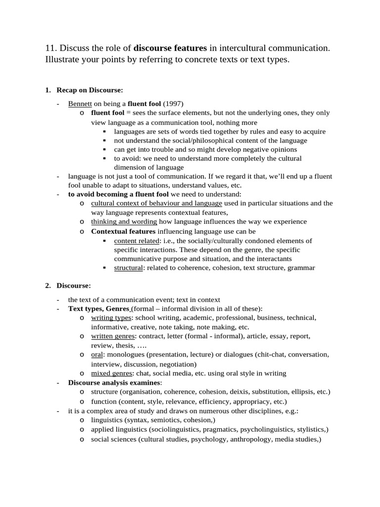 Discourse Features | PDF | Linguistics | Rhetoric